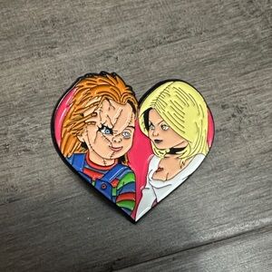Heart-Shaped Chucky and the Bride Pin